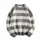 thumbnail image 4 of Suéter de cuello redondo a rayas para hombre, estilo invernal, suéter de punto holgado, suéter informal de estilo moderno, 4 of 5