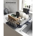 thumbnail image 3 of SONGMICS Dish Drying Rack, 1-Tier Dish Rack for Kitchen Counter with Rotatable and Extendable Drain Spout, Dish Drainer with Utensil, Cup, Glass, Cutting Board Holders, Silver and Gray, 3 of 6