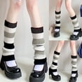 thumbnail image 2 of OOKWE Women Student Knit Leg Warmers Crochet Ribbed Rainbow Striped Lolita Boot Socks, 2 of 13