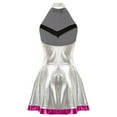 thumbnail image 4 of TiaoBug Women's Metallic Alien Dress Halter Neck Shiny Holographic Dance Dresses Hot Pink S, 4 of 5