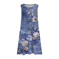 thumbnail image 5 of Drovellove Vintage Floral Print Cotton Linen Shift Mini Summer Dresses for Women, Scoop Neck Sleeveless Loose Flowy Pocket Vacation Beach Coverup, 5 of 5