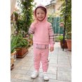 thumbnail image 3 of RUINIXCW Toddler Girl Sweat Outfit Patchwork Plaid Long Sleeve Hoodie Joggers Set, 3 of 8