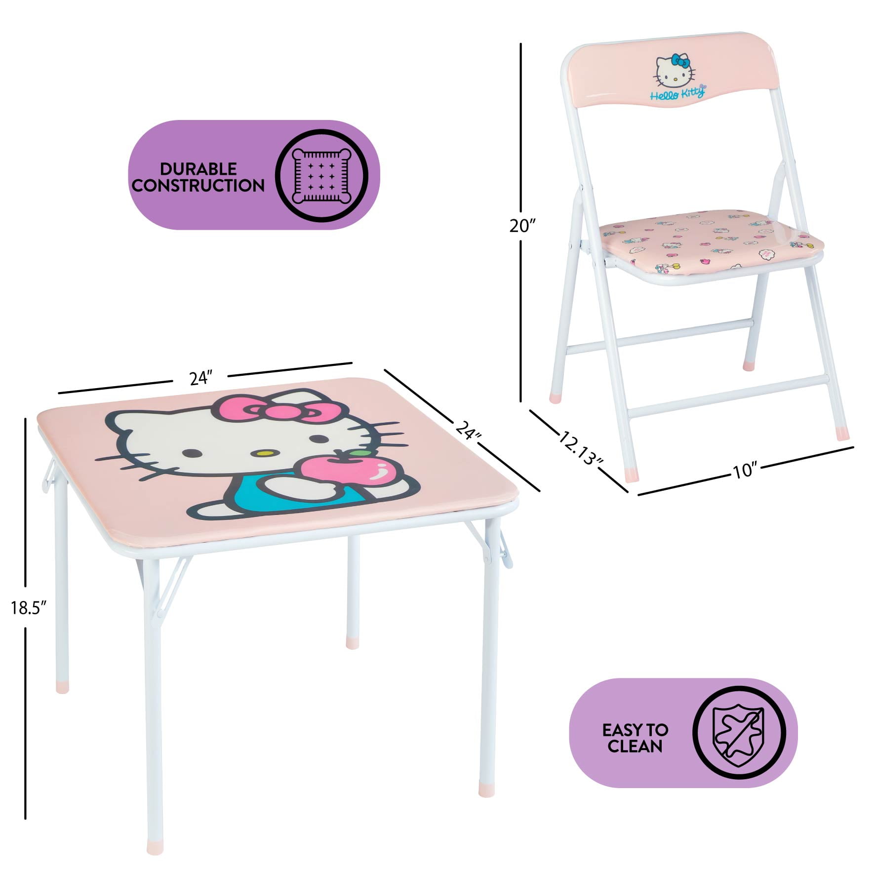 Hello Kitty Kids' 3-Piece Table and Chairs Set, Pink - Walmart.com