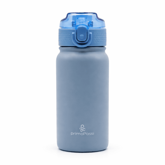 Primo Passi Kids Insulated Water Bottle with Straw Lid 12 oz Blue