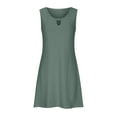 thumbnail image 5 of Fartey Womens Hollow Out Dresses Loose Breathable Solid Color Beach Tank Dress Summer Sleeveless Crew Neck Dress Casual Beach Vacation Sundress Green S, 5 of 7