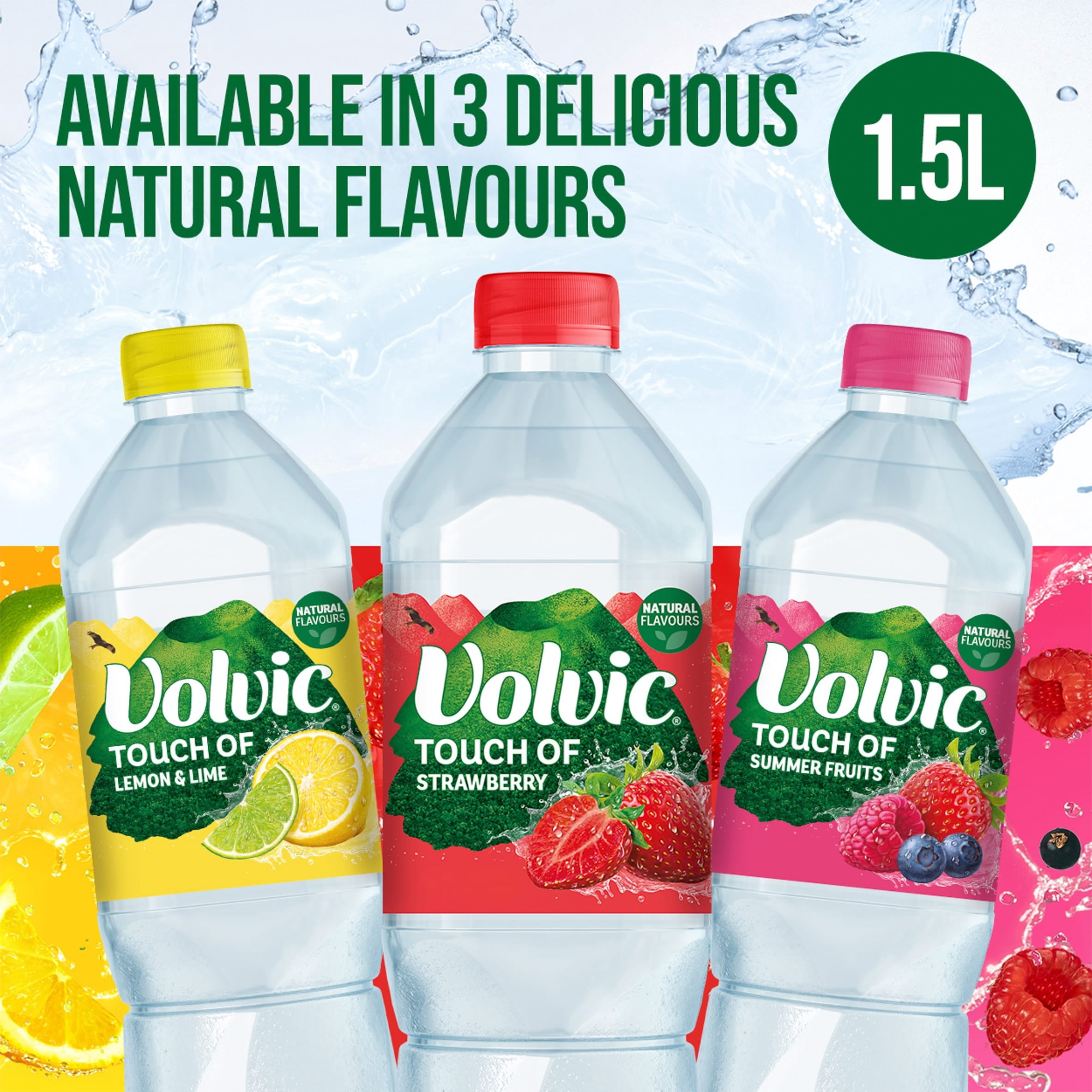 Volvic Touch of Fruit Lemon & Lime Still Flavoured Water 1.5L, Imported from Britain