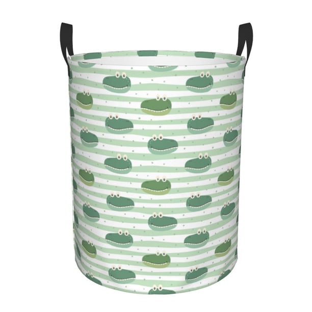 Fotbe Cute Crocodile Cesto de Ropa con Asas, Cesto Impermeable de Gran Capacidad, Bolsa de Lavado para Dormitorio, Cesto de Ropa con Ruedas y Asas-Small