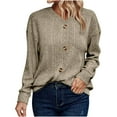 thumbnail image 2 of Karight Womens V Neck Long Sleeve Sweaters Fall Knit Ribbed Button Down Sweater Pullovers Casual Dressy Tunic Outfits, 2 of 7