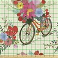 thumbnail image 2 of Ambesonne Spring Fabric by the Yard Upholstery, Flowers and Bicycle Pattern, 2 Yards, Multicolor, 2 of 5