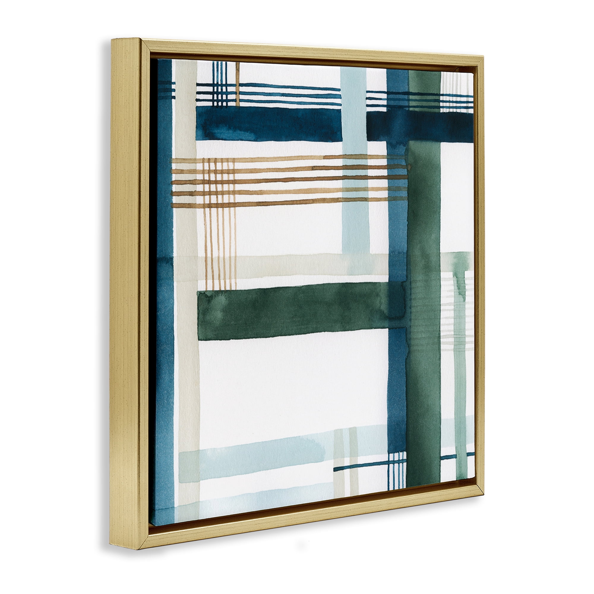 Stupell Industries Modern Woven Pattern Abstract Painting Gold Floater Framed Canvas Art Print Wall Art, 25 x 25
