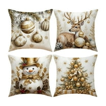 Virelaxpo 17in 4 Pack Christmas Pillow Covers - Cotton Decorative Set for HOME Decor with Easy Care