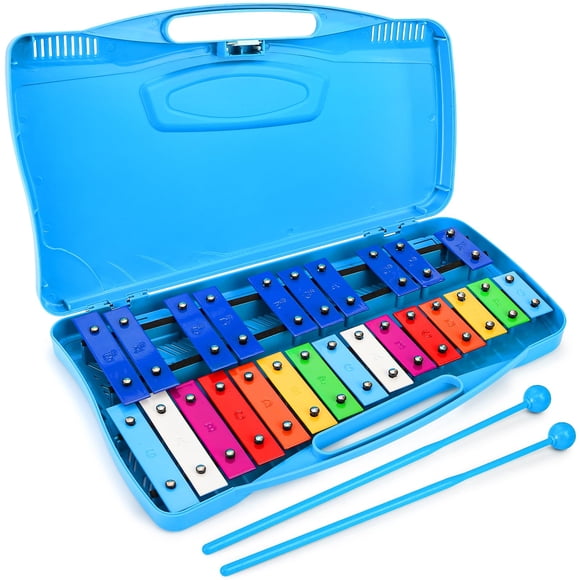 Foraineam Xylophone, 25 Notes Colorful Metal Keys Glockenspiel Xylophone, Percussion Musical Instrument with Carry Case and 2 Safe Mallets