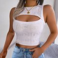 thumbnail image 4 of Mittory Women's Sexy Cut Out Tank Crewneck Ribbed Knit Sleeveless Slim Fit Top Shirt, 4 of 7