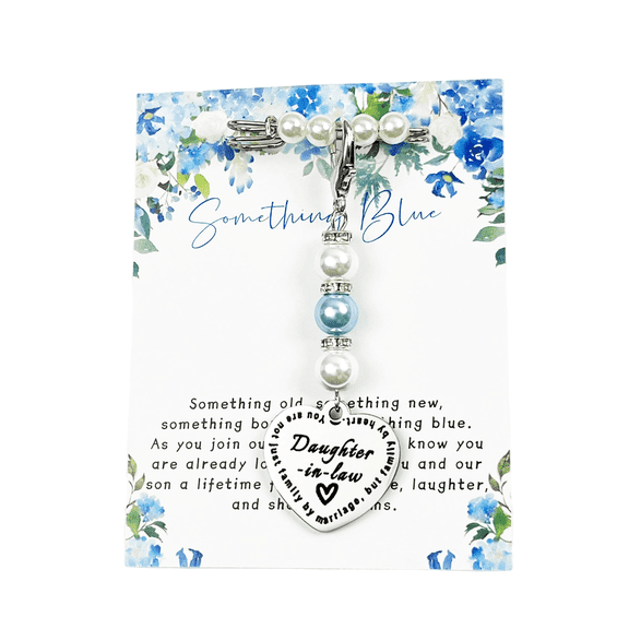 Something Blue Gift for Bride Daughter in Law Bouquet Charm Pin From Mother in Law Bridal Party Gifts Wedding Day Accessories