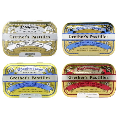 Grether's Pastilles Variety Pack of 4 Flavors | 2.1 Ounce Tins | 4 Tins Total