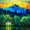 Blue Yellow Green, variant on Manfei Stained Glass Alpine Camping Pattern Zipper Queen Comforter Set with Fitted Sheet and 2 Pillowcases,Sunlit Mountain River Print Zipper Bedding Set,Yellow Teal,Reversible