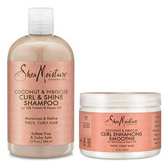 Shea Moisture Coconut & Hibiscus Combination Pack 芒鈧€?13 oz. Curl & Shine Shampoo & 12 oz. Curl Enhancing Smoothie