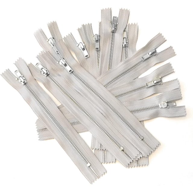 10 pcs Silver Metal Teeth #3 Teeth Zippers - Kyezi Design & Craft (Light Grey, 16 inch)