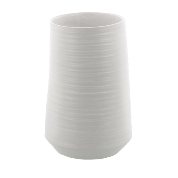 CosmoLiving by Cosmopolitan 9" Ribbed White Porcelain Ceramic Vase
