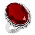 thumbnail image 1 of 925 Silver Ring For Women - Men Red Ruby Simulated Stone Silver Ring Size 10 July Birthstone Simple Silver Ring Size 10 Gift For Sister On Christmas 925 Silver Jewelry With Gemstone, 1 of 1