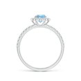 thumbnail image 2 of Angara Natural 0.4 Ct. Aquamarine with Diamond Halo Ring in 14K White Gold for Women (Ring Size: 3.5), 2 of 9