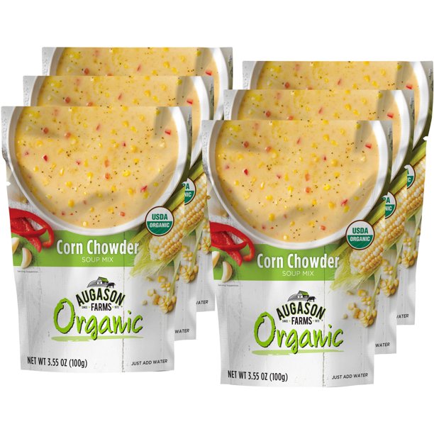 Augason Farms Organic Corn Chowder Soup Mix, 3.55 oz, 6 count Walmart