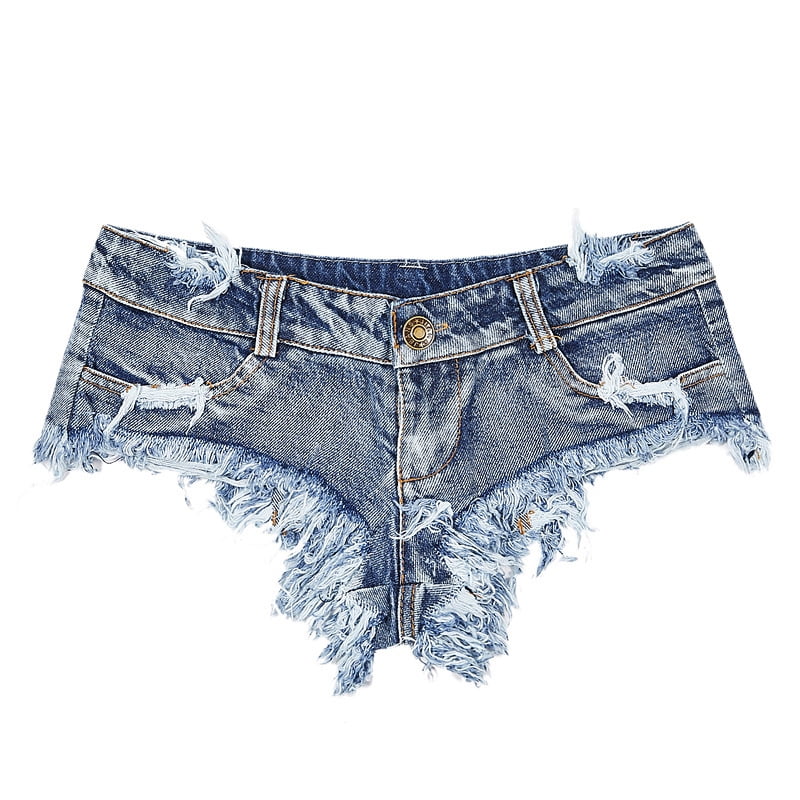 New Women Denim Shorts Low Waist Frayed 