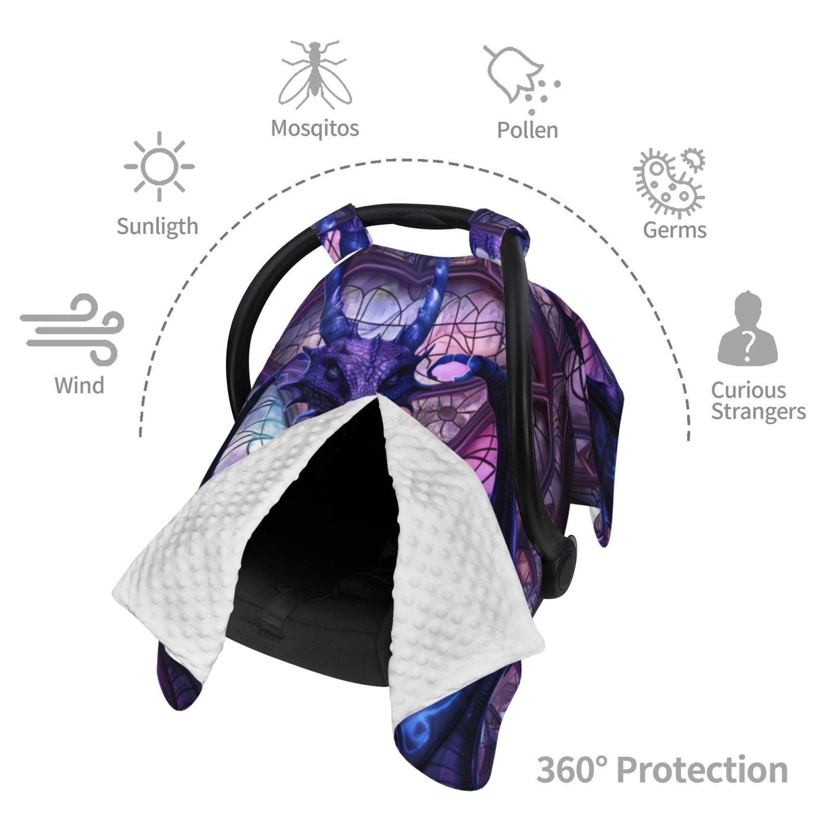 Car Seat Cover Baby - Fantasy Dragon In Cathedral Breathable Infant Car Seat Cover for Baby Carseat, Lightweight Comfort Baby Essentials Must Haves Newborn Stuff for Girl Boy