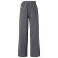 thumbnail image 5 of Lixiuxyad Casual Sweatpants Women's Linen Wide Leg Pants High Waist Drawstring Casual Trousers With Pockets Gray, 5 of 6