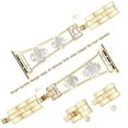 thumbnail image 5 of Compatible with Apple Watch Bands 38mm 40mm 41mm for Women Girls, Stylish Clover Jewelry Diamond Rhinestone Metal Wristband Strap for iWatch Ultra SE Series 9 8/7/6/5/4/3/2/1, Gold, 5 of 7