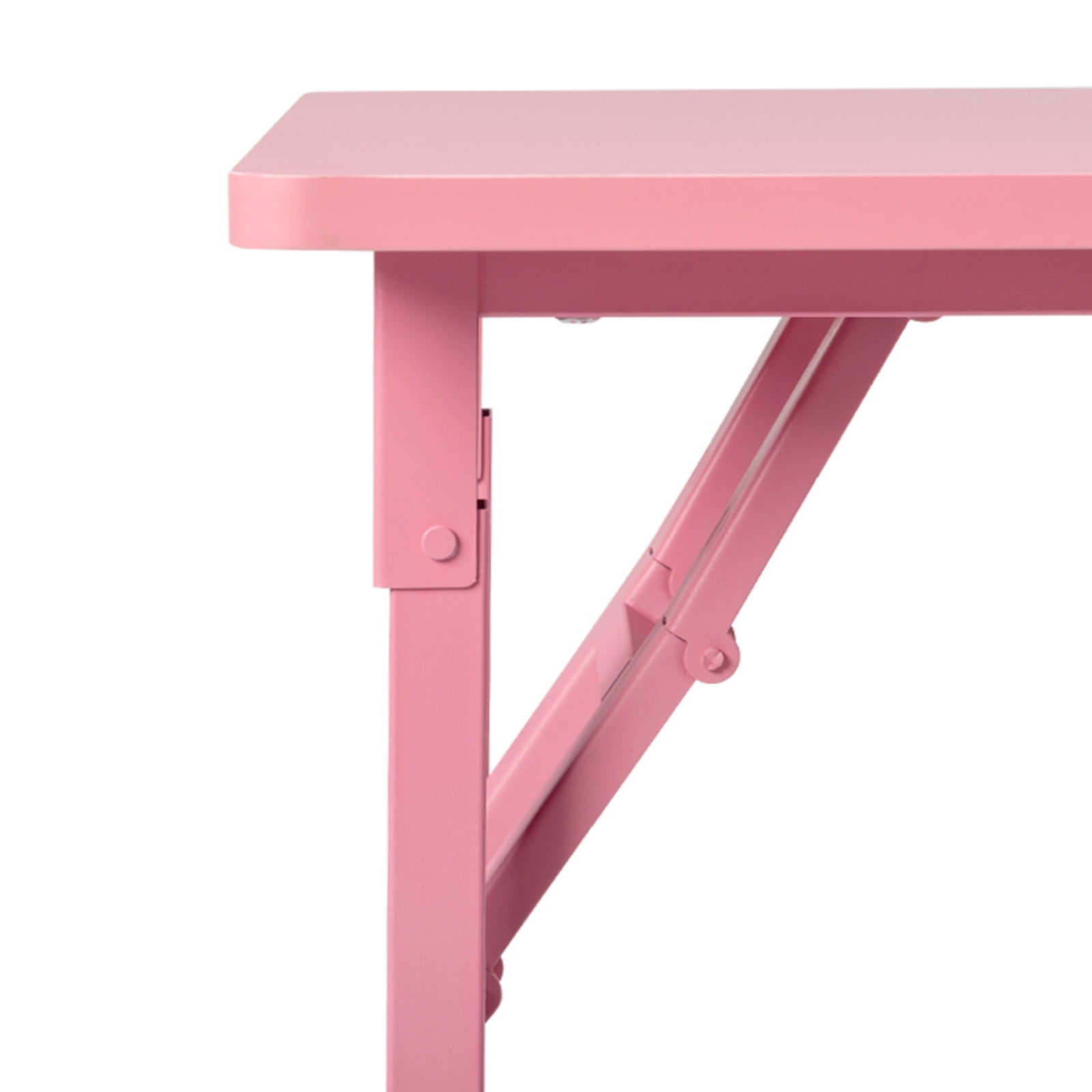 Nail Desk Folding Table, Pink MDF Manicure Station w/ 2 Drawers & 1 Door Cabinet for Nail Art Salon Home Beauty