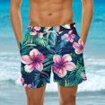 thumbnail image 2 of Odeerbi Mens Swim Trunks Hawaiian Tropical Print Bord Shorts Summer Beach Swimming Trunks Loose Beach Shorts with Pocket Swimming Pants Green, 2 of 6