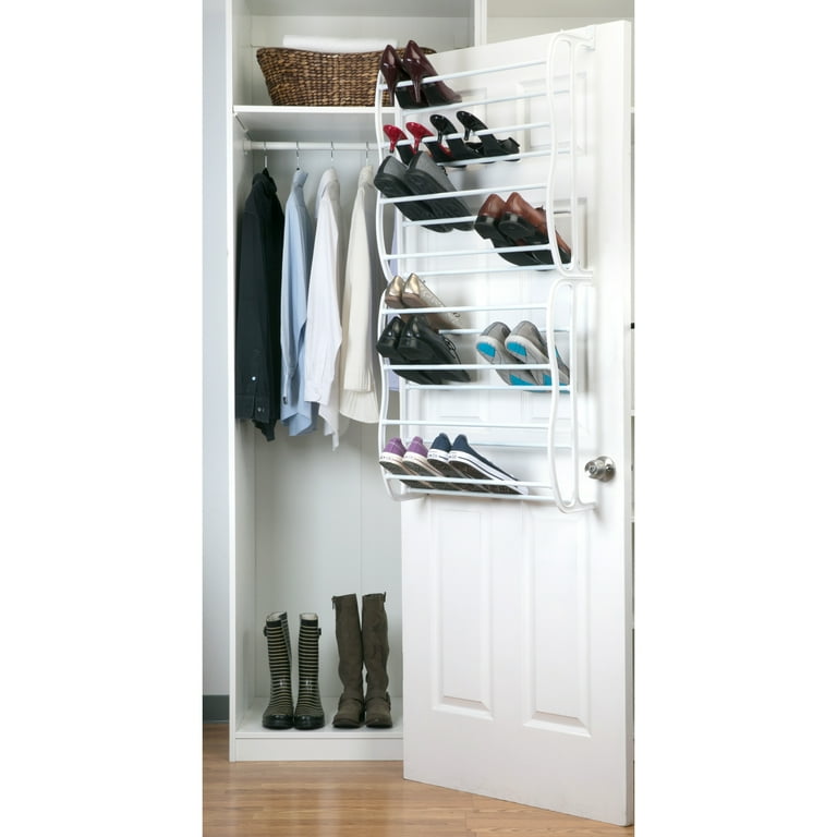 Simplify 71-in H 12 Tier 36 Pair White Metal Over-the-door Shoe Organizer