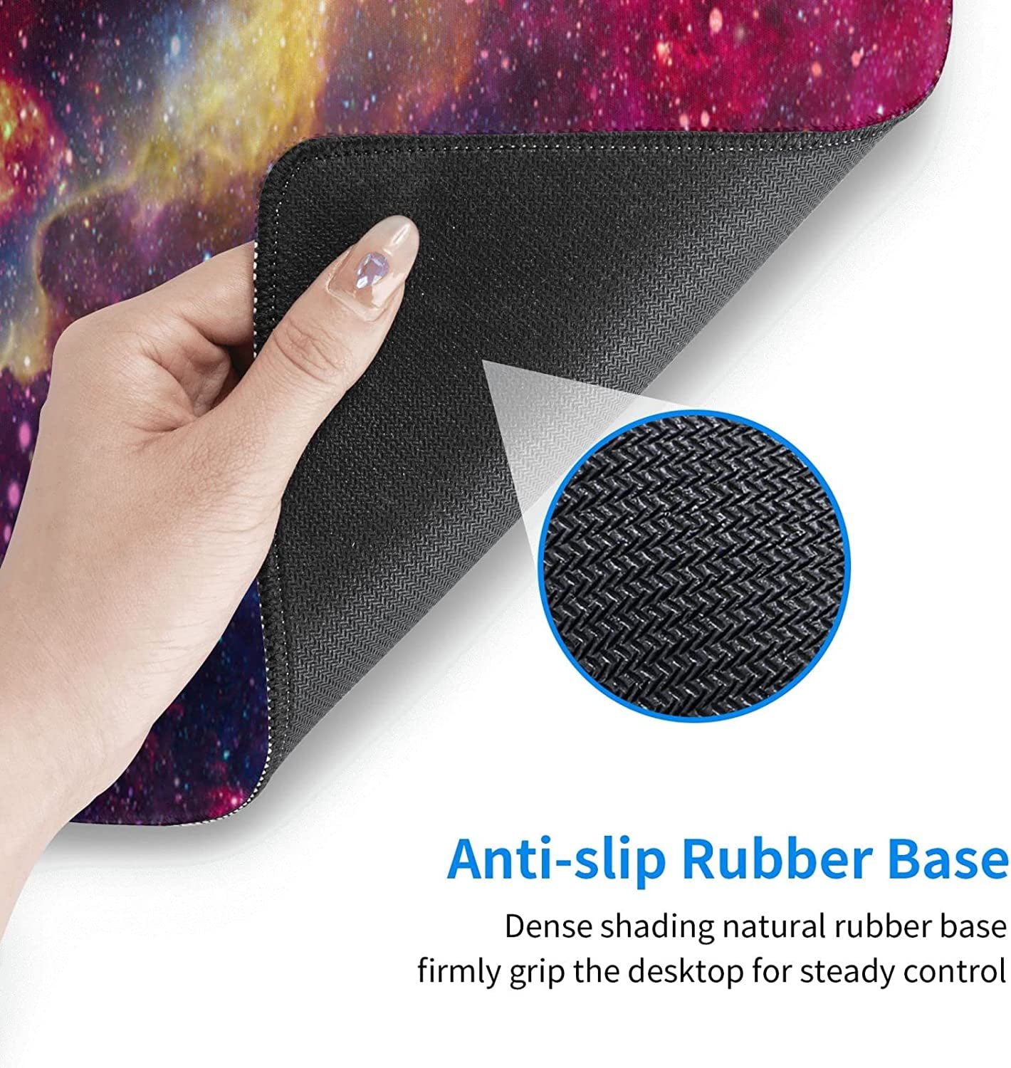 XL Large Gaming Mouse Pad for Desk, Extended Mousepad Desk Mat Desktop, Big Long Beautiful Galaxy in Outer Space Deskpad for Laptop, Keyboard, Computer for Women Office (Rainbow Colors, 31.5*11.8 In)