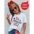 thumbnail image 1 of Independence 1pc New Summer Girl Star Spangled And Sassy Design Short Sleeved 100% Cotton T-shirt Comfy Casual Tees for Girls, 1 of 6
