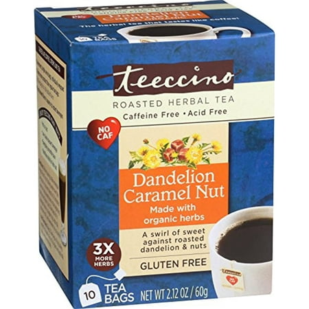 Teeccino Dandelion Caramel Nut Chicory Herbal Tea Bags, 10 Count