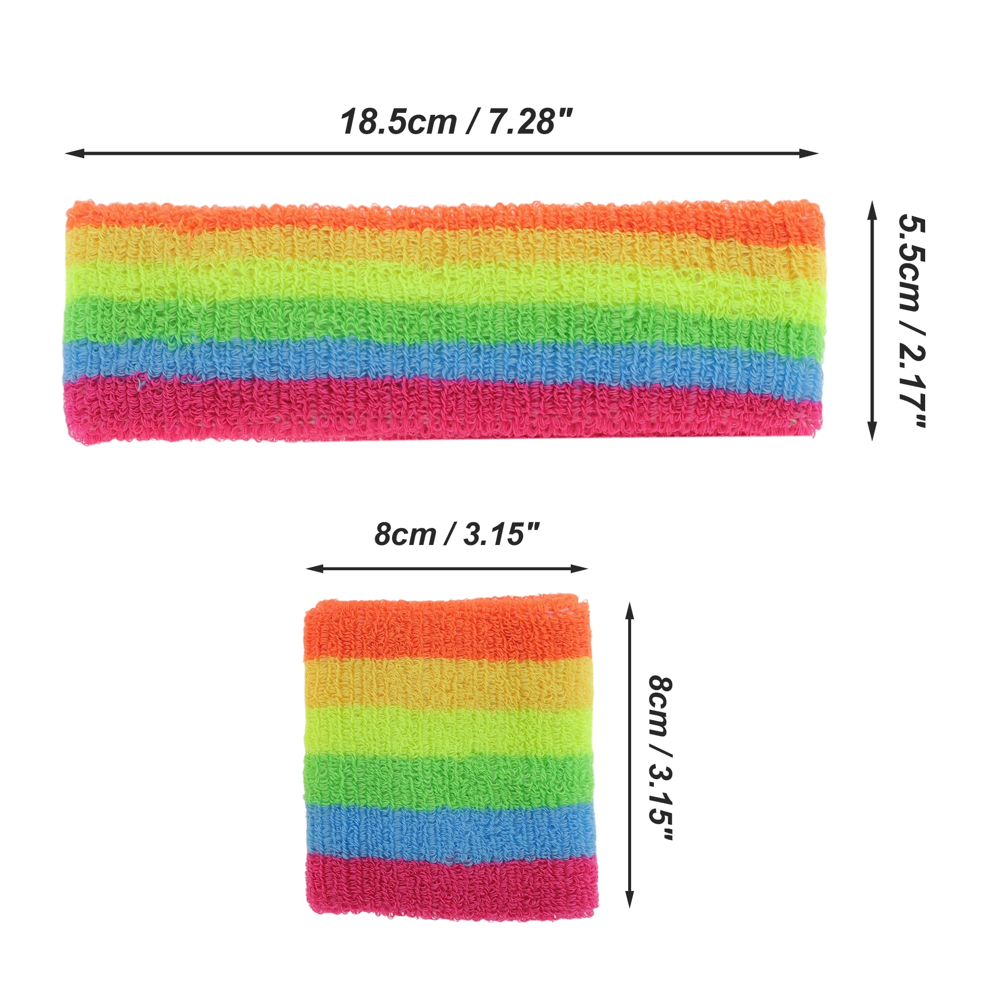 Unique Bargains 3 Pcs Soft Headband with Wristband Solid Color Headband Assorted Color