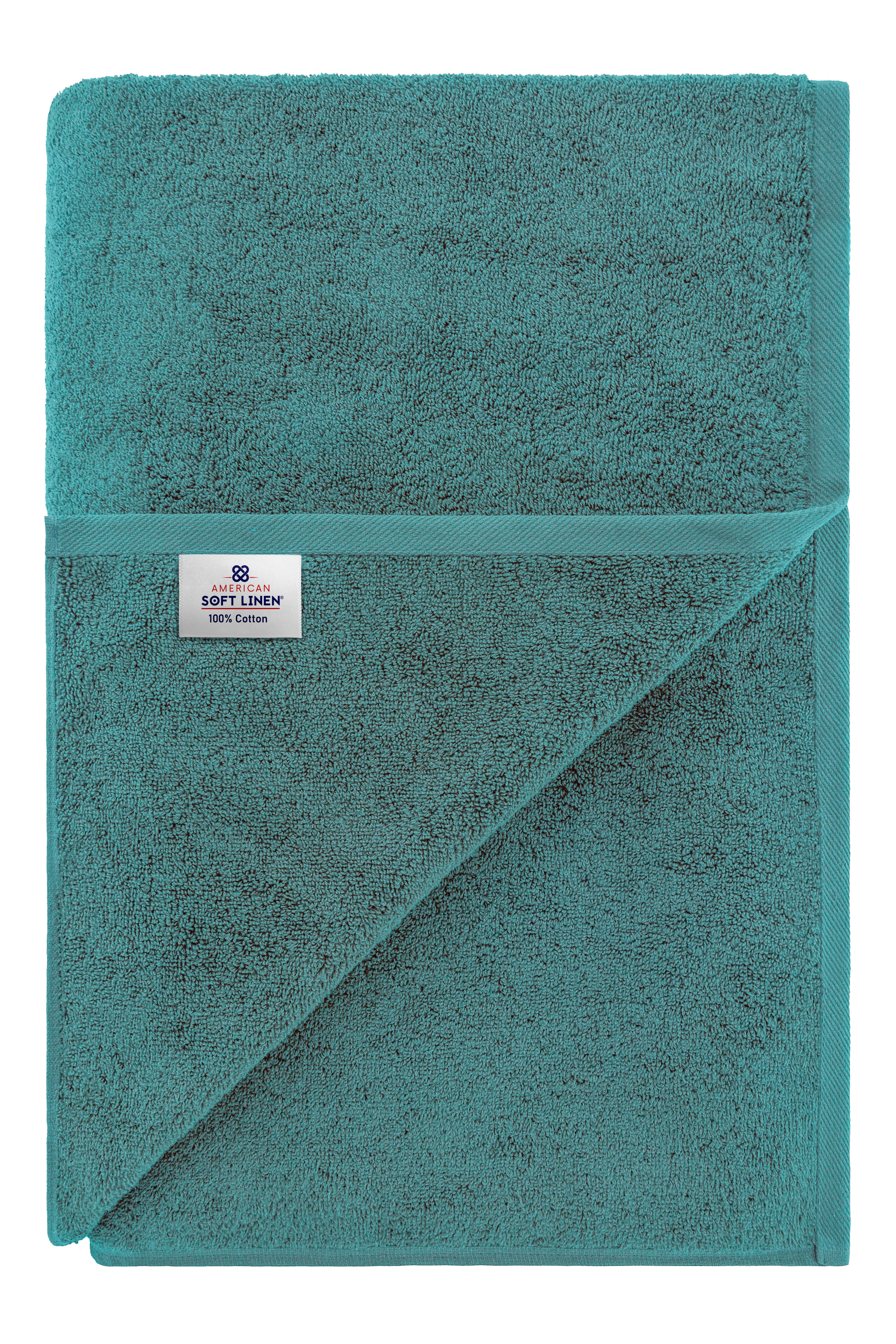 American Soft Linen 100% Cotton Jumbo Large Bath Towel, 35 in by 70 in Bath Towel Sheet, Turquoise Blue