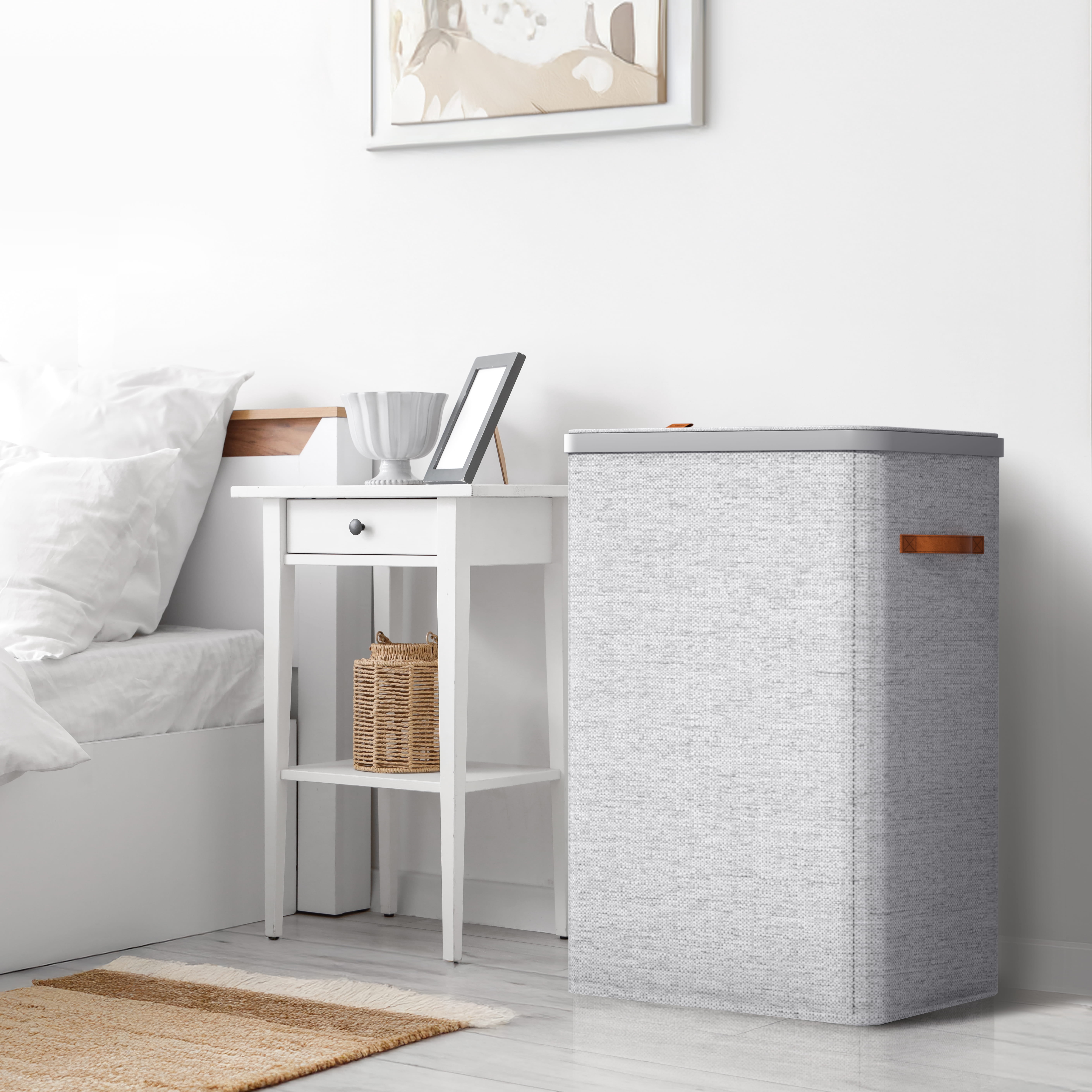 Sorbus Collapsible Fabric Laundry Hamper with Removable Bag, 2 Compartment, Gray
