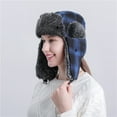 thumbnail image 5 of Eosunjian Unisex Ear Warmer Thick Winter Lei Feng Lattice Plaid Trapper Hat for Cycling, 5 of 13