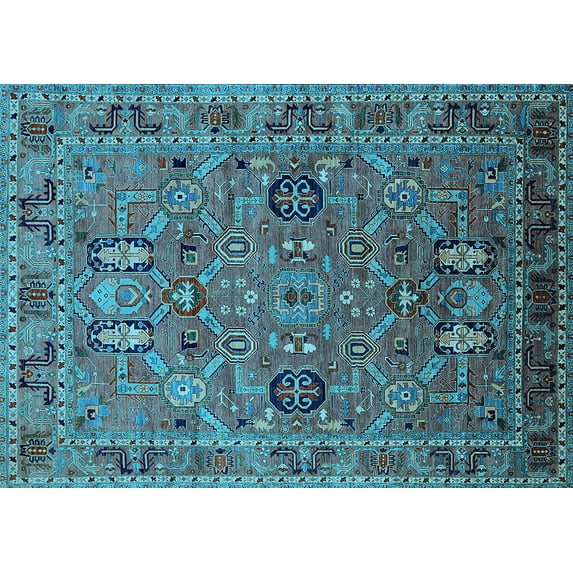 Ahgly Company Indoor Rectangle Oriental Light Blue Traditional Area Rugs, 6' x 9'