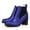 Blue, variant on Women Classic Combat Chelsea Chunky Mid Heel Ankle Boots Slip On Resistant Motorcycle Pumps Fall Winter Shoes Size 6 Wine Red