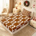 thumbnail image 2 of Erosebridal Gingerbread Plaid Twin Fitted Sheet 2 Pieces,Christmas Baking Bedding,Brown,1 Fitted Sheet and 1 Pillowcase, 2 of 4