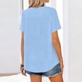 thumbnail image 4 of Dwralegc Womens Short Sleeve Tunic Blouse V Neck Short Sleeve Shirts Casual Work Dressy Clothes Business Solid Color Summer Spring Button Down Tops Sky Blue XL, 4 of 6