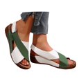 thumbnail image 3 of WILLBEST Sandalias De Mujer Para Playa, Sandalias De Cuña Con Punta Abierta De Cuero A La Moda De Verano Para Mujer, Cómodas, Transpirables Y Sin Cordones, 3 of 9