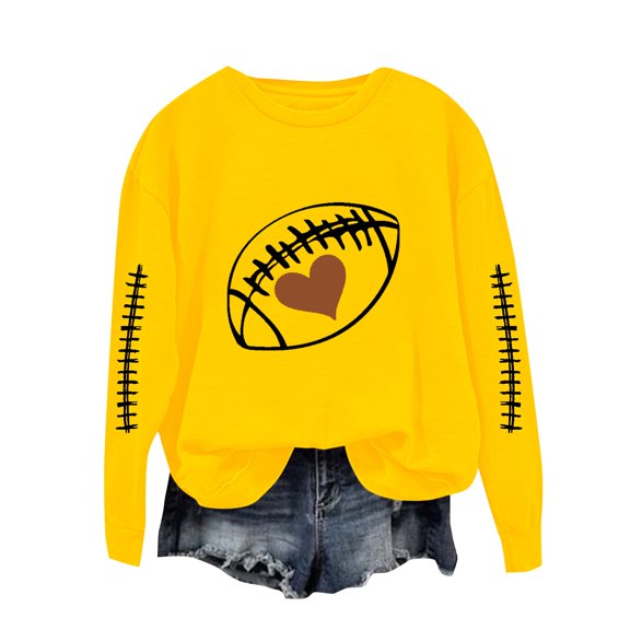 NMMUED Oversized Sweatshirt for Women, Sweatshirt for Women, Cute Womens Tops, Fall Outfits for Women, Crewneck Sweatshirts Women, Yellow L