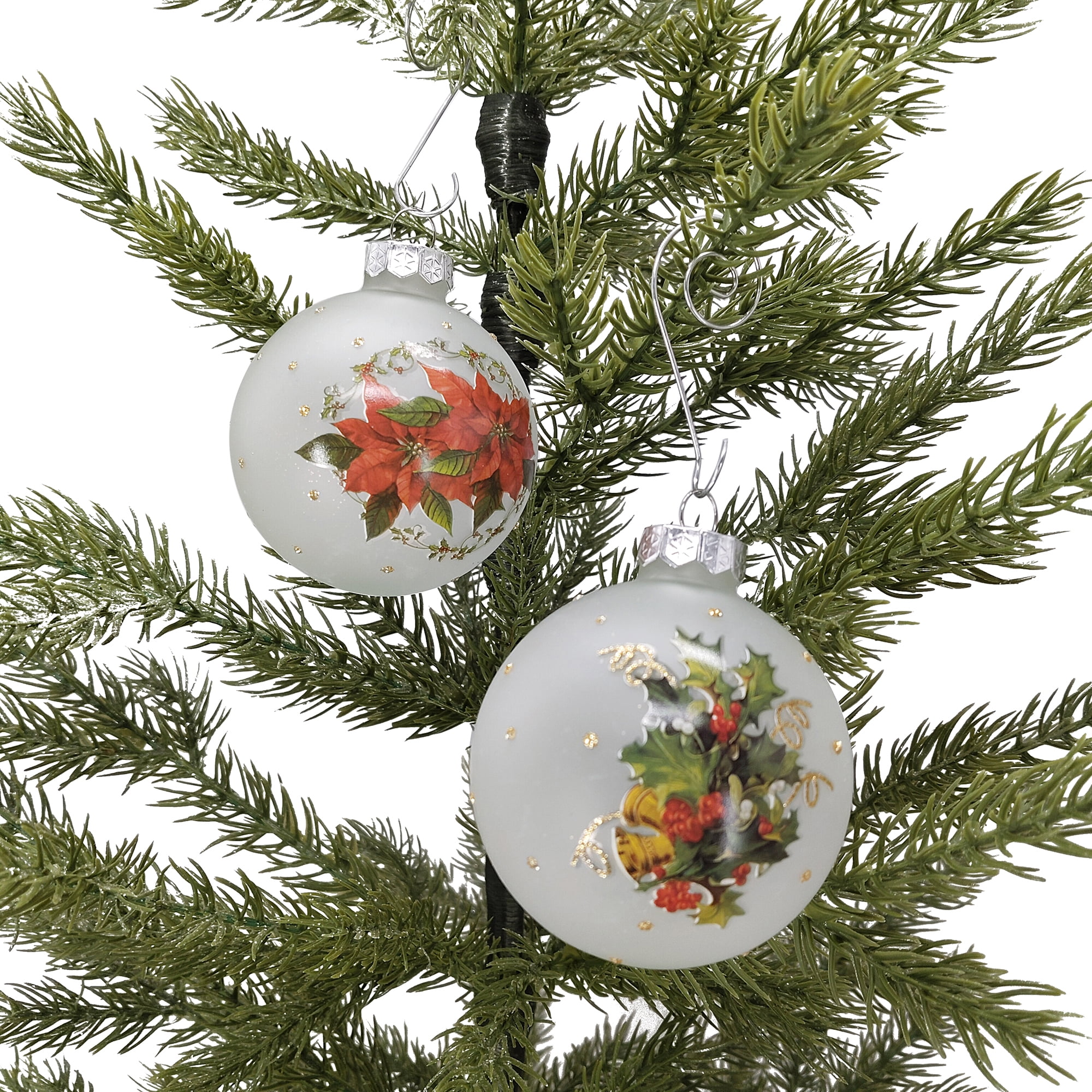 Décoration en verre Holiday Time, poinsettia, diamètre 65 mm, 4 carats Décoration en verre Holiday Time DIA 65 mm 4CT POINSETTIA