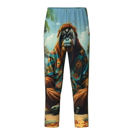 Fuzoiu Forest Meditating Gorilla Print Teenagers Pajama Pants Lounge Pants with 2 Pockets Elastic Waist Kids Sleep Bottoms Comfy Sleepwear PJ Bottoms for Kids-Large