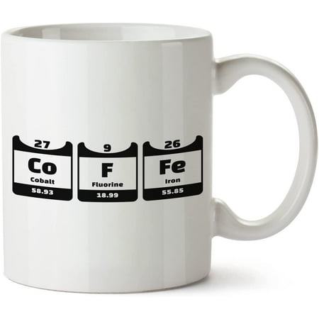 

Coffee Periodic Table White Mug Novelty Mug 11 Oz Coffee Tea Funny For Women Men Ceramic White Great Gift Idea Cup