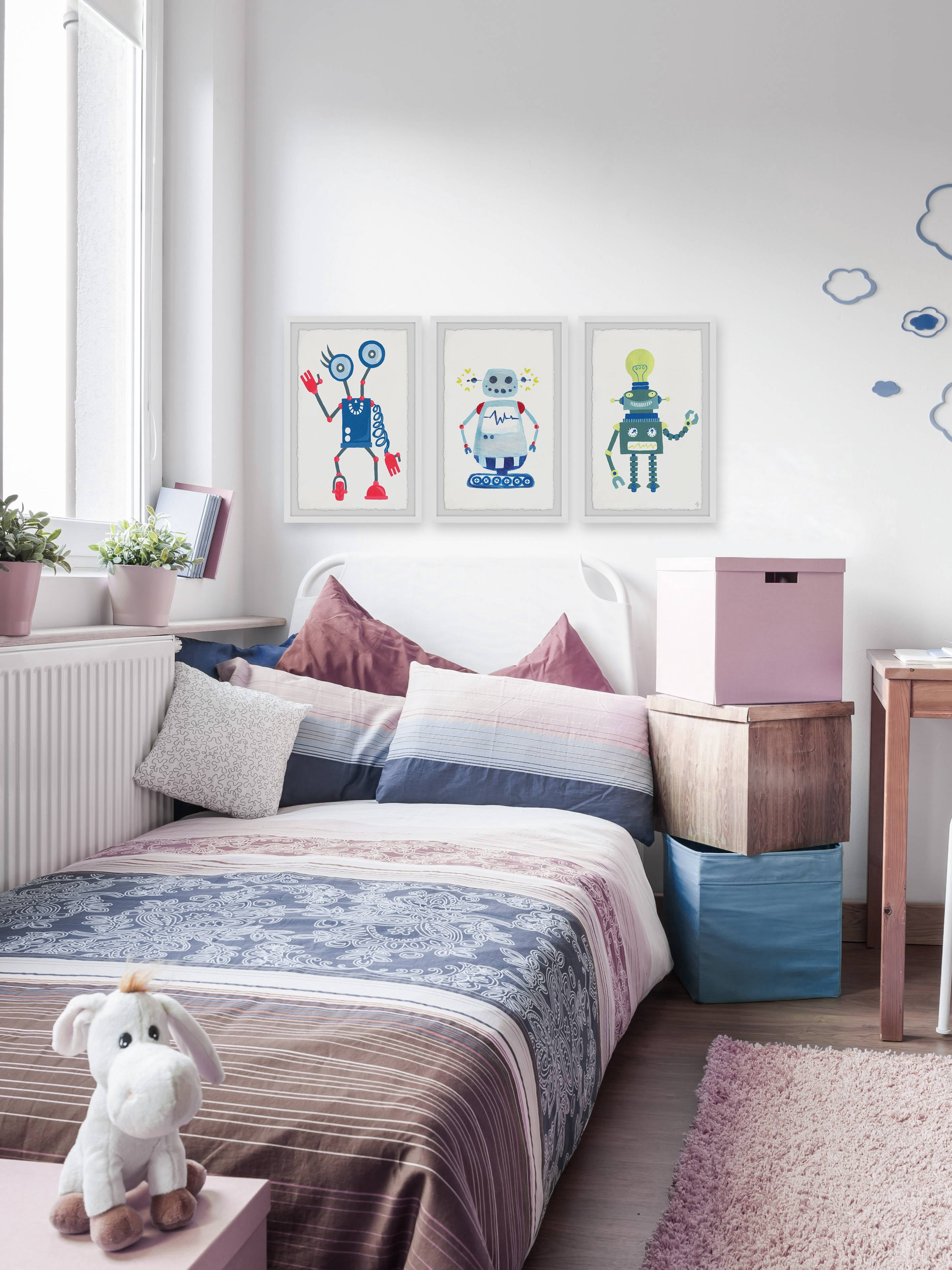 Marmont Hill Cool Robots Triptych, Art Prints, 90.00" x 1.50"